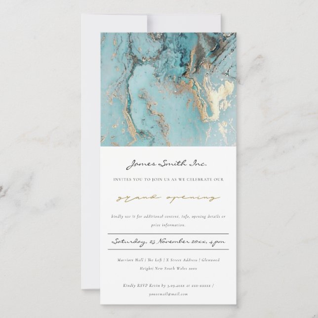 AQUA DUSKY BLUE GULD AGATE GRAND OPENING INBJUDAN (Framsida)