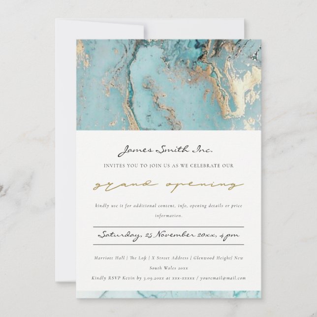 AQUA DUSKY BLUE GULD AGATE GRAND OPENING INBJUDAN (Framsida)
