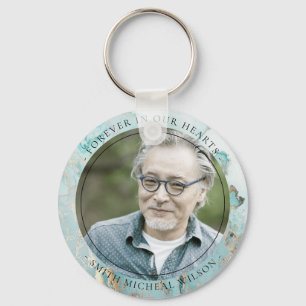 AQUA DUSKY BLUE GULD AGATE SYMPATHEMORIAL FOTO NYCKELRING