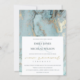 AQUA DUSKY BLUE GULD AGATE VOW RENEWAL INBJUDAN