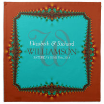 Aqua Earth Snöre Monogram Bröllop Napkin