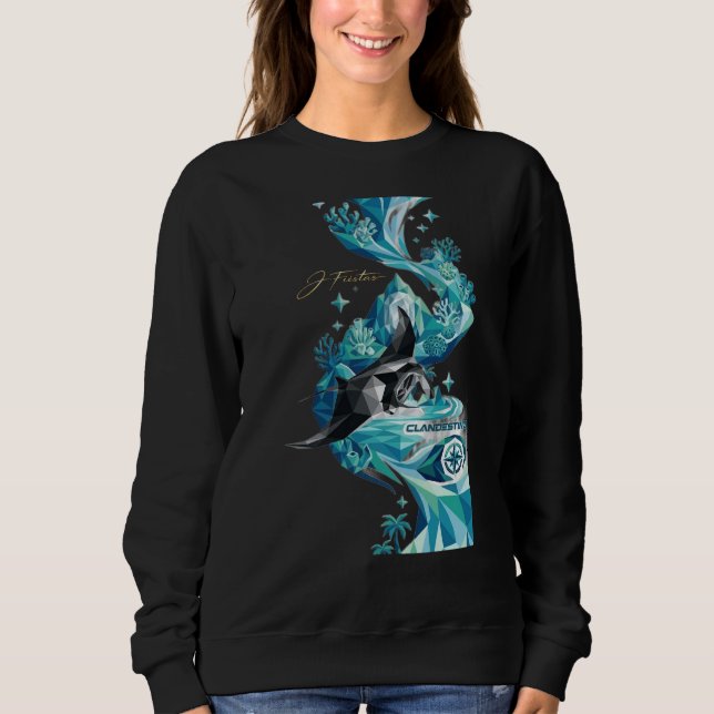 “Aqua Elegance – Manta Ray Flow Sweatshirt” T Shirt (Framsida)