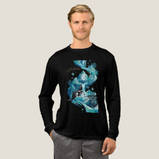 “Aqua Elegance – Manta Ray Tri-Blend Long Sleeve S T Shirt