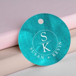 Aqua Elegance Turcos & Teal Watercolor Bröllop Gåvor Etiketter