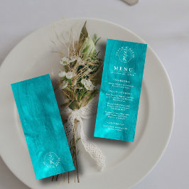 Aqua Elegance Turcos & Teal Watercolor Bröllop Meny
