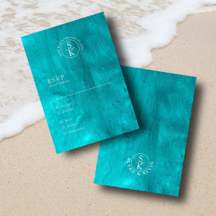 Aqua Elegance Turcos & Teal Watercolor Bröllop OSA Kort