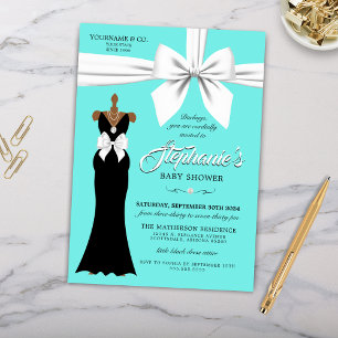 Aqua Elegant Mode Ethnic Tiffany Baby Shower Inbjudningar
