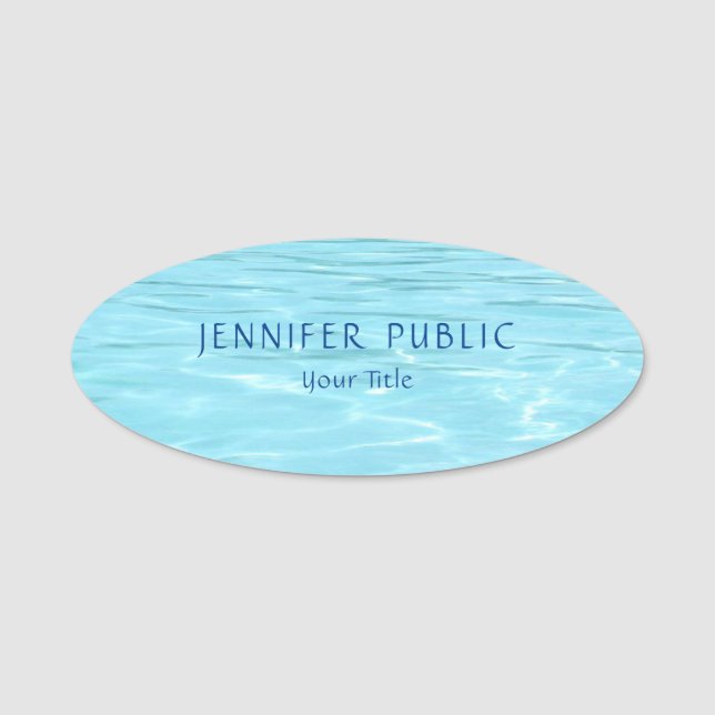 Aqua Elegant Modern mall Nature Blue Vatten Namnbricka (Framsida)