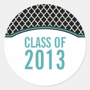 Aqua Elegant Quatrefoil Studenten Stickers Runt Klistermärke