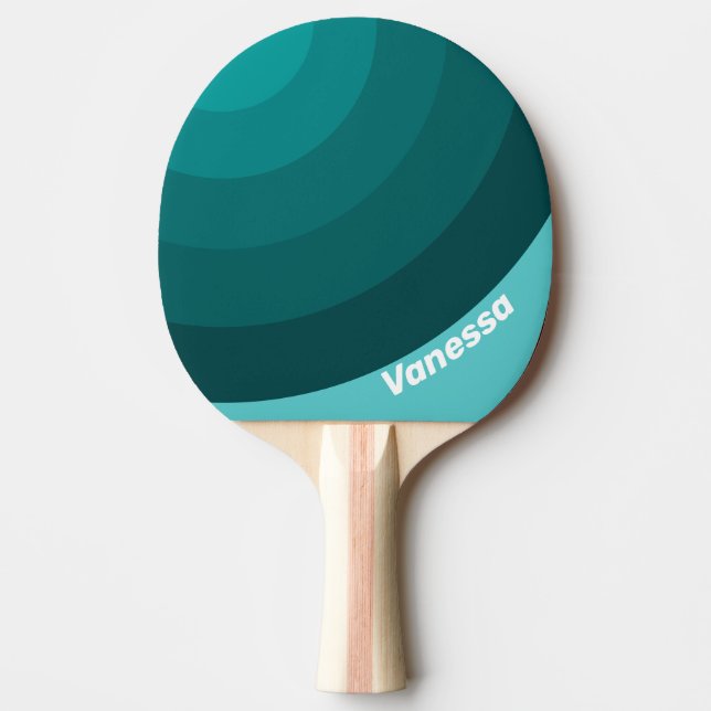 Aqua Fade Cirkel Rand med Namn Pingisracket (Framsidan)