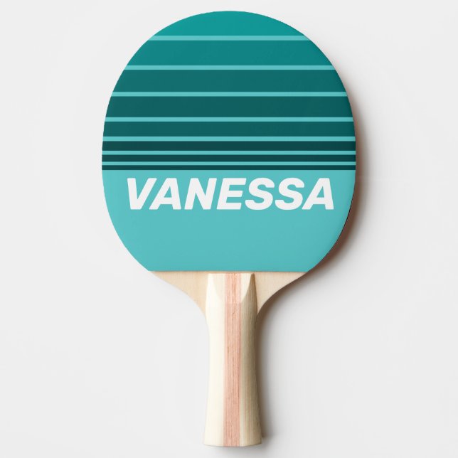 Aqua Fade Horizon Ränder med namn Pingisracket (Framsidan)