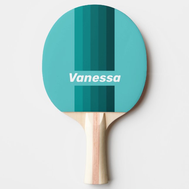 Aqua Fade Pin Ränder med Namn Pingisracket (Framsidan)