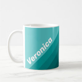Aqua Fade Ränder med Namn Kaffemugg