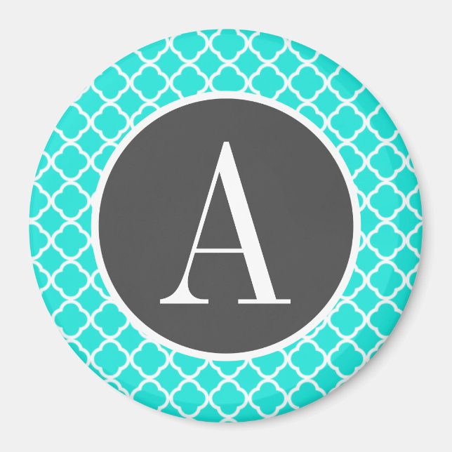 Aqua Färg Turcos Quatrefoil Magnet (Framsidan)