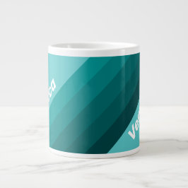 Aqua Färgtonande Ränder med Namn Jumbo Mugg