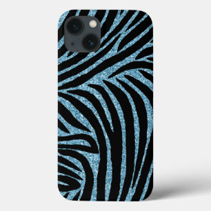 Aqua Faux Glitter Zebra Skriv ut