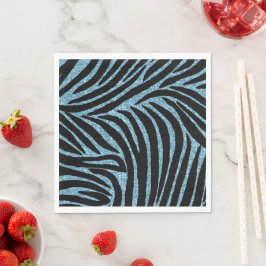 Aqua Faux Glitter Zebra Skriv ut Pappersservett