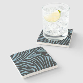 Aqua Faux Glitter Zebra Skriv ut Stenunderlägg