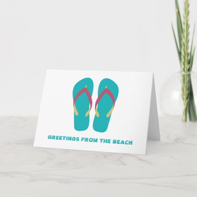 Aqua Flinflip flops Greeting Card Kort (Framsida)