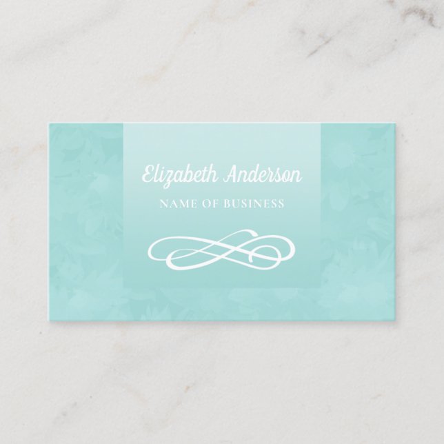 Aqua Flourish Elegant Visitkort (Framsida)