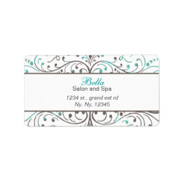 Aqua Flourish Personlig Business Stationery Adressetikett
