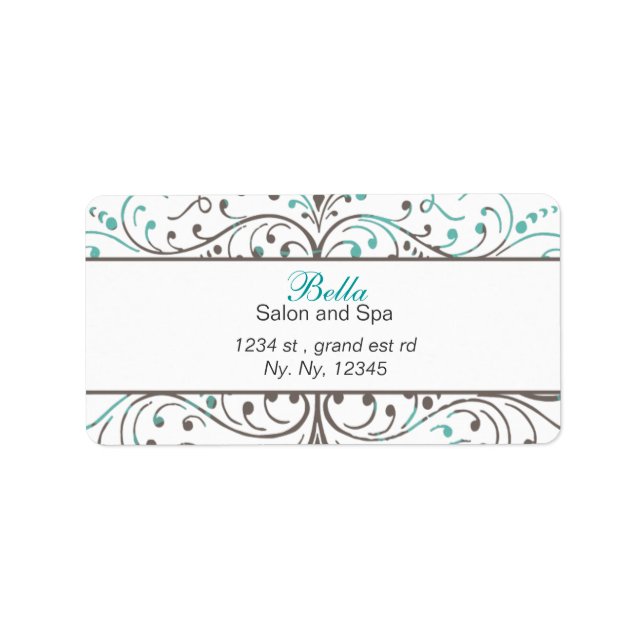 Aqua Flourish Personlig Business Stationery Adressetikett (Framsidan)