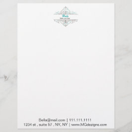 Aqua Flourish Personlig Business Stationery Brevhuvud