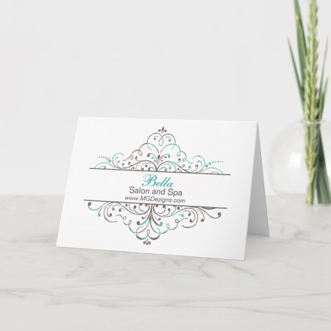 Aqua Flourish Personlig Business Stationery Tack Kort (Framsida)