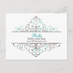 Aqua Flourish Personlig Business Stationery Vykort