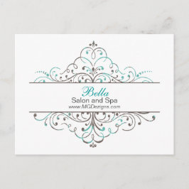 Aqua Flourish Personlig Business Stationery Vykort