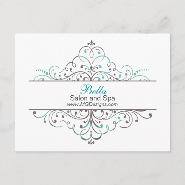 Aqua Flourish Personlig Business Stationery Vykort (Framsida)