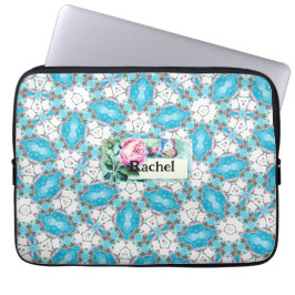 Aqua Flower Mönster Laptop Fodral