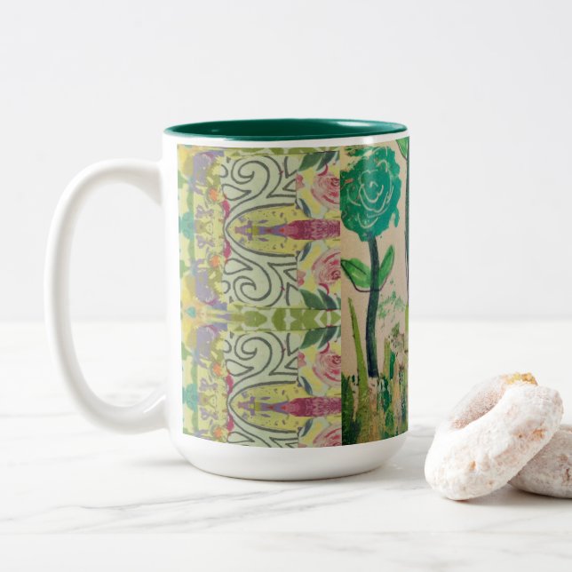 Aqua Flowers Två-Tonad Mugg (Med munk)