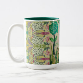 Aqua Flowers Två-Tonad Mugg