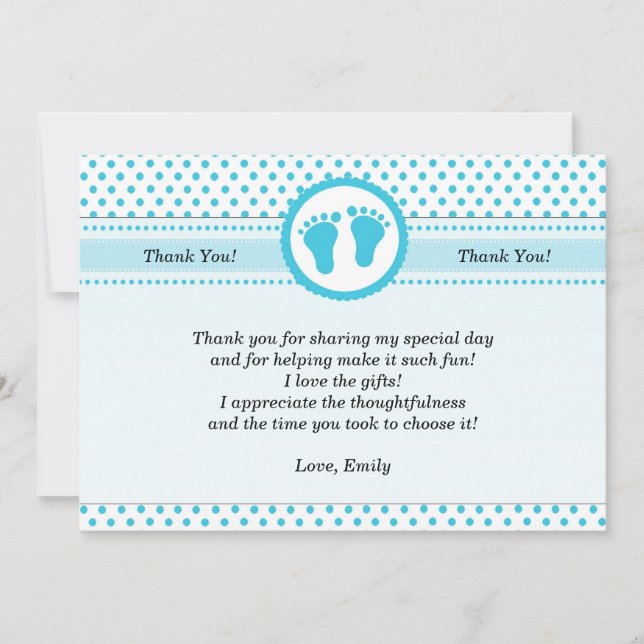 Aqua för kort för polka dotsbaby showertack (Framsida)