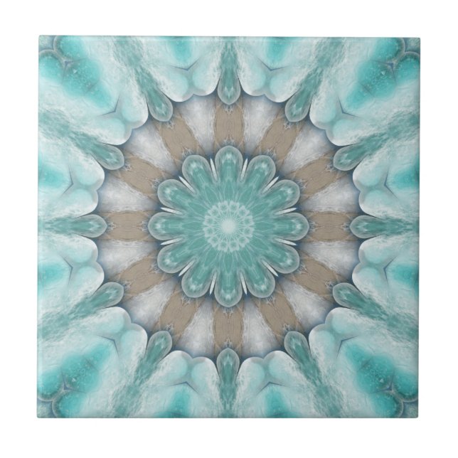 Aqua Geometric Blommigt Beach Star Bathroom Tile Kakelplatta (Framsidan)