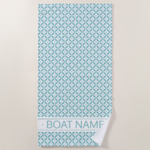 Aqua Geometric Mönster. Boat Namn Beach Towel