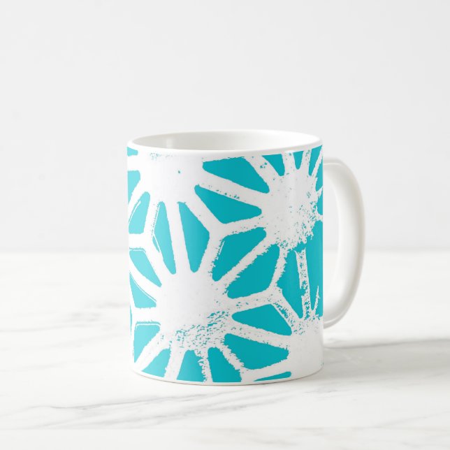 Aqua geometric mönster kaffemugg (Framsida höger)