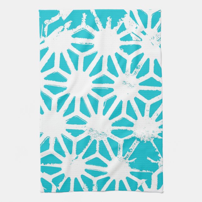 Aqua geometric mönster kökshandduk (Vertikal)