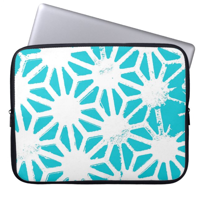 Aqua geometric mönster laptop fodral (Framsidan)