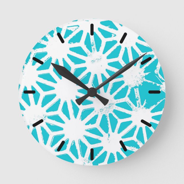 Aqua geometric mönster rund klocka (Framsida)