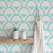 Aqua Geometric Scalloped