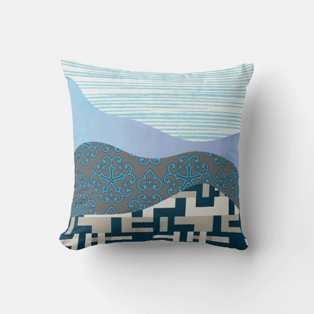 Aqua Geometrisk Harmoni Kudde (Framsida)