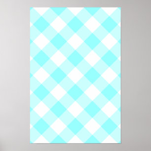 Aqua Gingham Mönster Poster