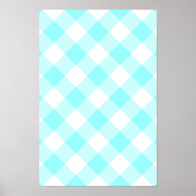 Aqua Gingham Mönster Poster (Framsidan)