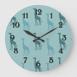 Aqua Giraffes Stor Klocka