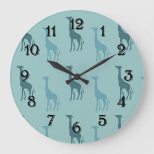 Aqua Giraffes Stor Klocka
