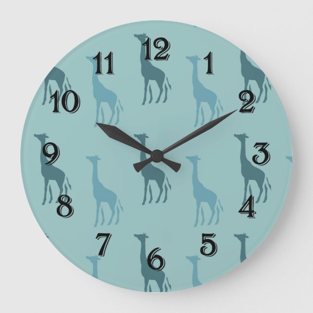 Aqua Giraffes Stor Klocka (Framsida)