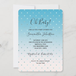 Aqua Glam Dots Ombre Baby Shower Inbjudningar