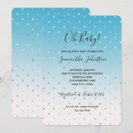 Aqua Glam Dots Ombre Baby Shower Inbjudningar